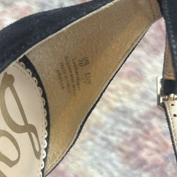 Sam Edelman Black Suede Ankle Strap Open Toe Strappy Heels Women’s Size 7 - Picture 9 of 9